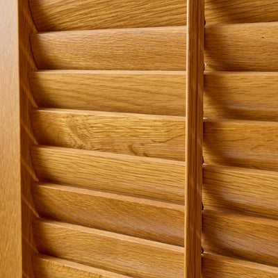 Set of Four Solid Oak Louvered Panels by Warren Platner, 1980s