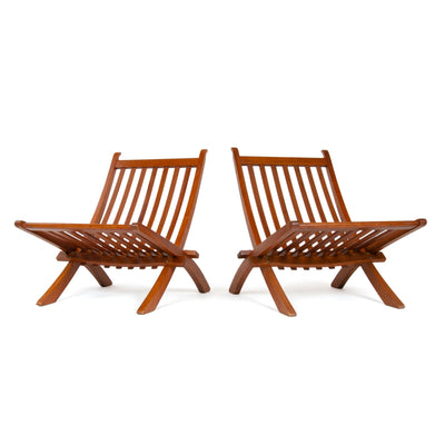 Rare Slatted Seat Folding Lounge Chair by Hans J. Wegner for Johannes Hansen