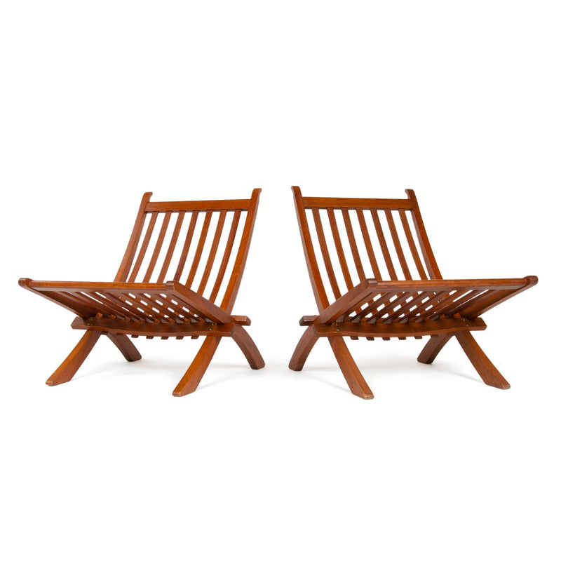 Rare Slatted Seat Folding Lounge Chair by Hans J. Wegner for Johannes Hansen