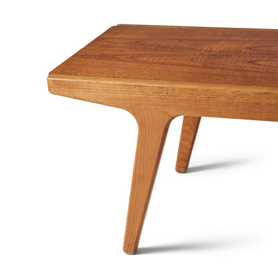 Unique Danish oak bench with a reversible leather & teak top by Unknown, 1960s - WYETH