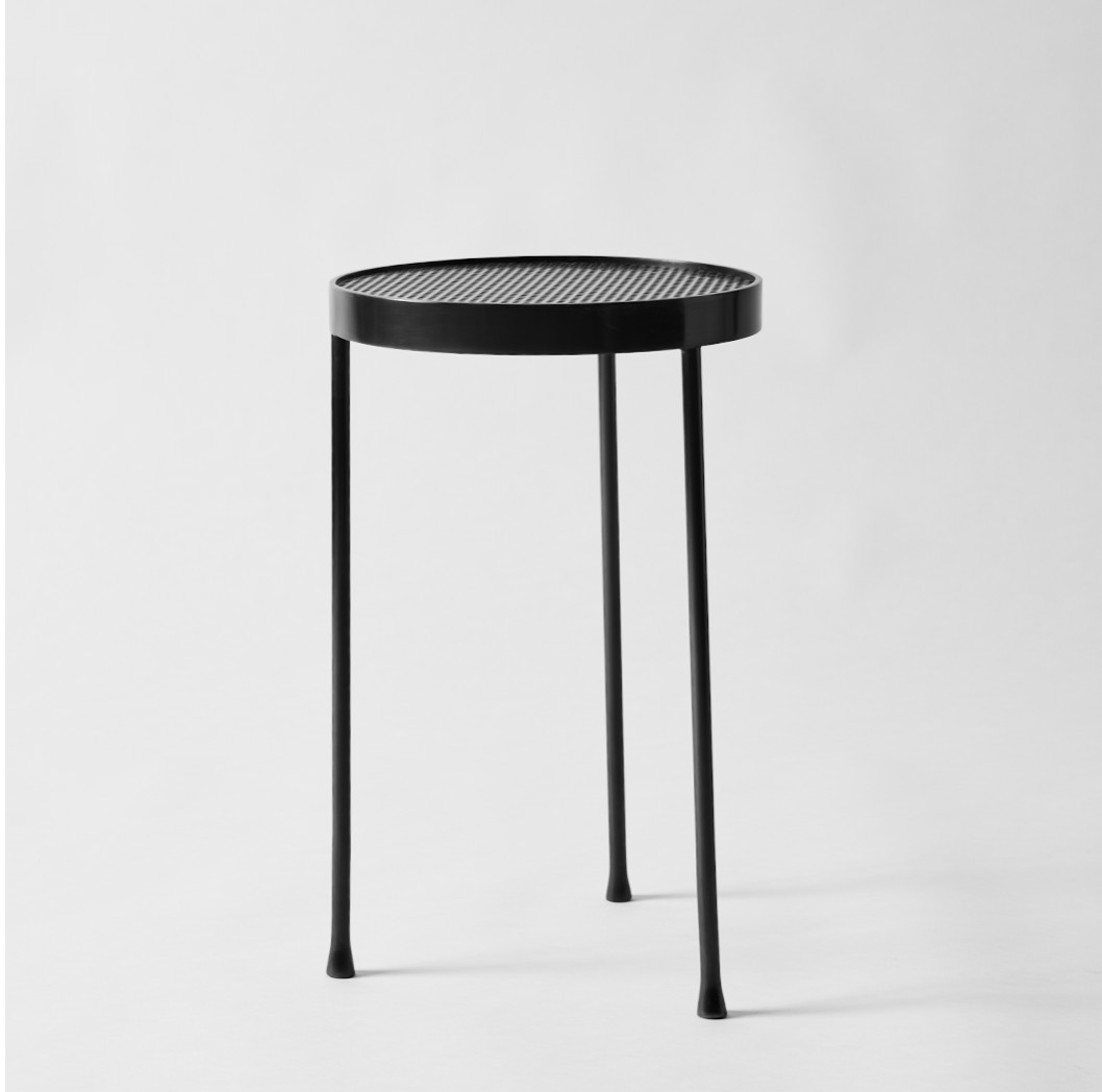Perforated Top Side Table in Stainless Steel by WYETH