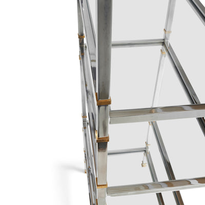 A Glamorous Chrome and Bronze Bookshelf /Étagère (pair available) from France, 1970s - WYETH