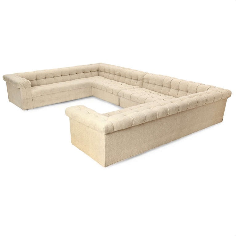 Unique 3 Side 'Party' Chesterfield Sofa by Edward Wormley for Dunbar - WYETH