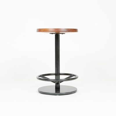 Swivel Counter Stool with Turned Seat in Walnut and Blackened Steel by WYETH, Made to Order - WYETH