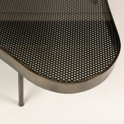 Biomorphic Low Table in Blackened Stainless Steel with Glass Top by WYETH, Made to Order - WYETH