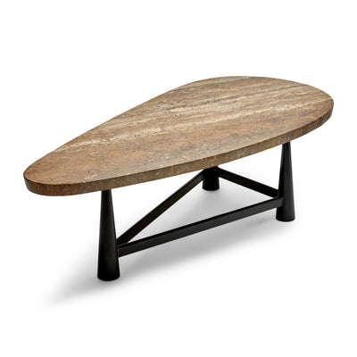 Travertine Biomorphic Top Cocktail Table Model 5218 by Edward Wormley for Dunbar, 1952