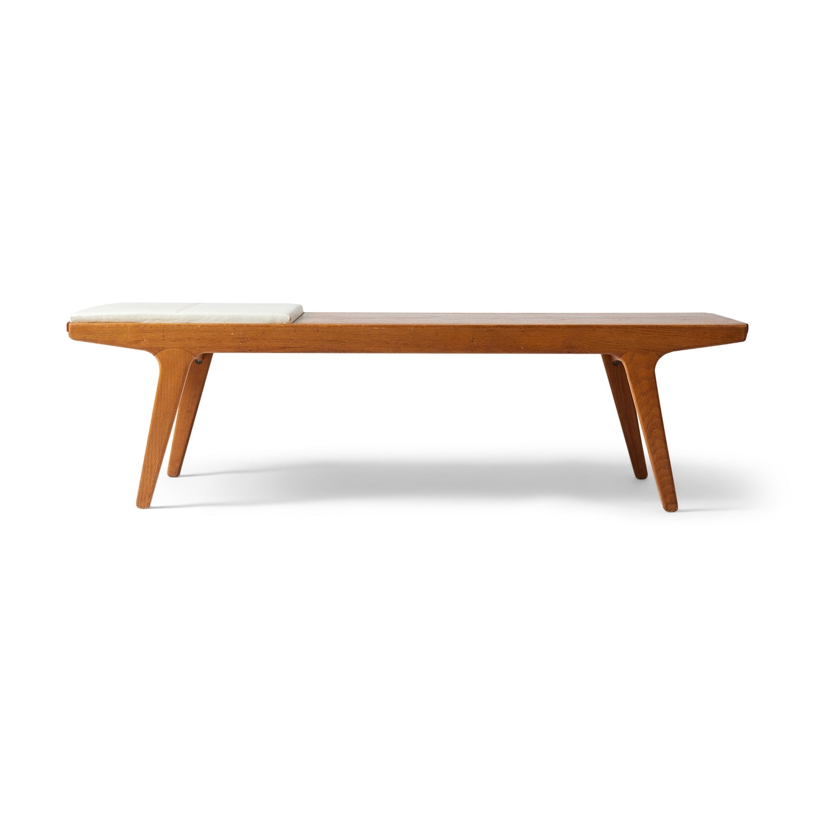 Unique Danish oak bench with a reversible leather & teak top by Unknown, 1960s - WYETH