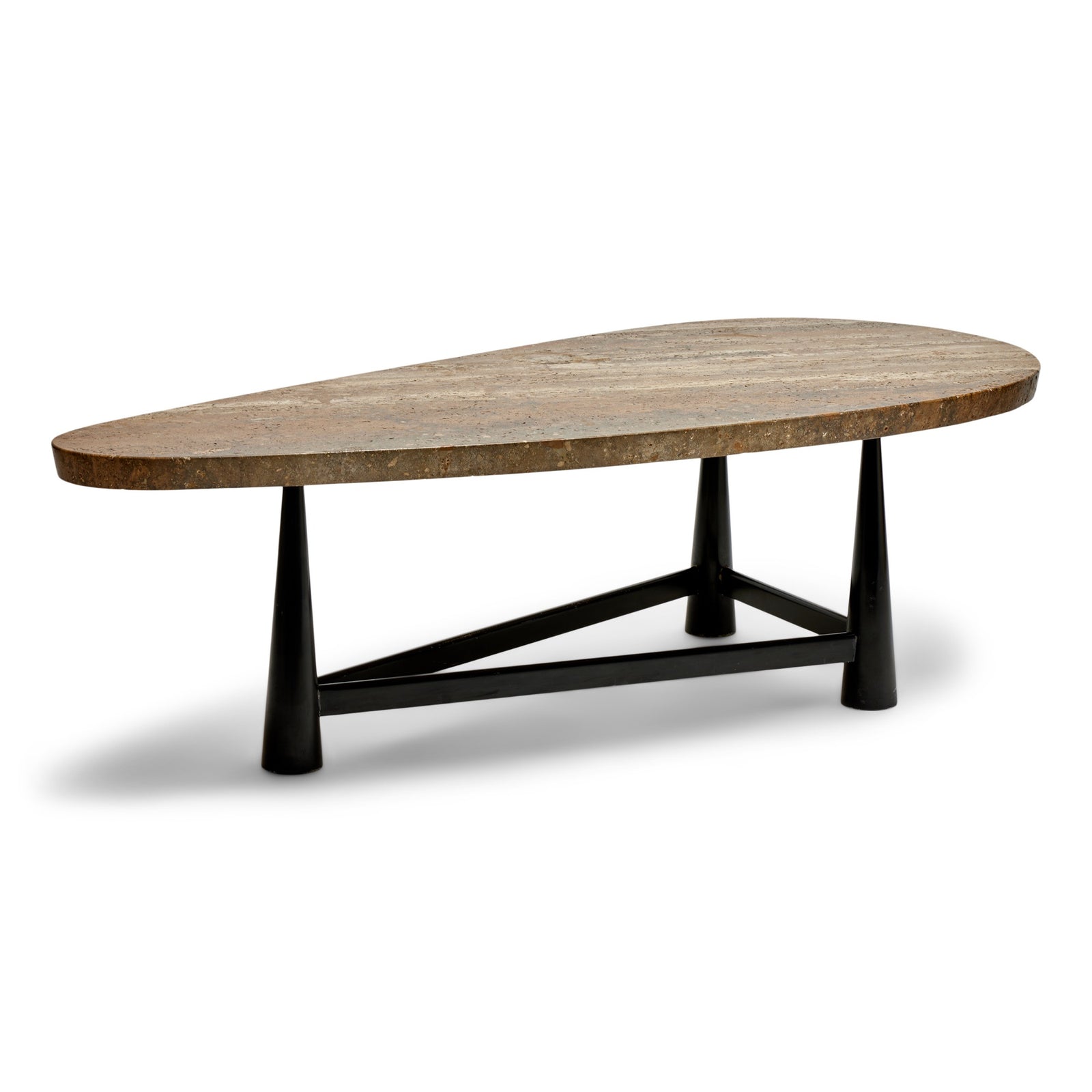 Travertine Biomorphic Top Cocktail Table Model 5218 by Edward Wormley for Dunbar, 1952