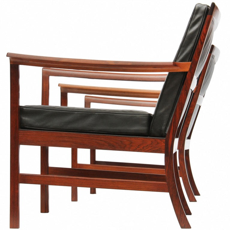 Elegant Walnut Frame Lounge Chair by Ole Wanscher for A.J. Iversen