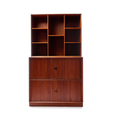Two Level Double Tambour Door Cabinet by Peter Hvidt & Orla Mölgaard-Nielsen for Soborg Mobelfabrik - WYETH