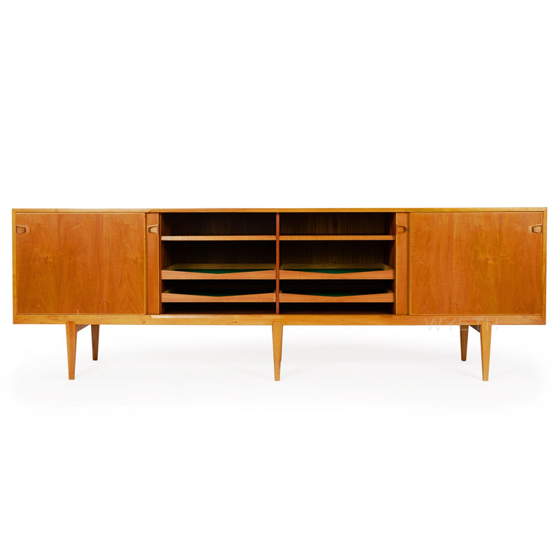 Long Walnut Sliding Door Cabinet by H. Rosengren Hansen for Brande Møbelindustri