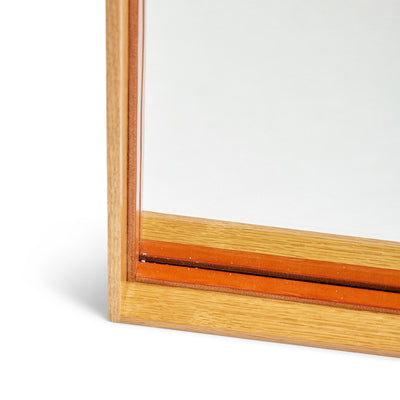 Original ‘Thin Line’ Solid Wood Mirror with Leather Trim by WYETH, Made to Order - WYETH