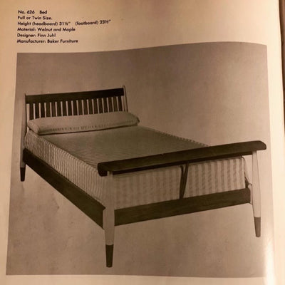 A Pair of Walnut & Birch Twin Beds by Finn Juhl for Baker Furniture Company, 1951