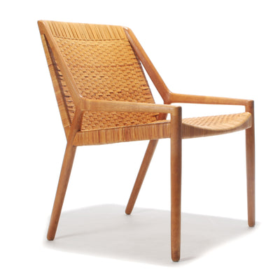 Oak and Cane Lounge Chair by Ejner Larsen & Aksel Bender Madsen for Willy Beck - WYETH