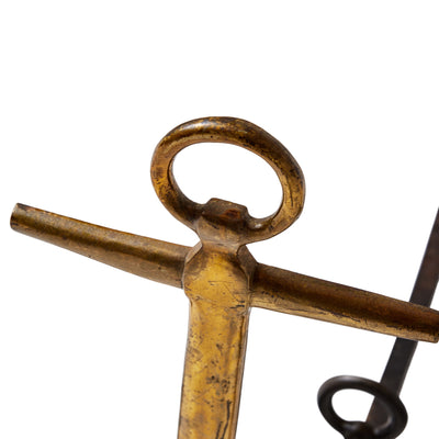 Antique Anchor Form Bronze Andirons