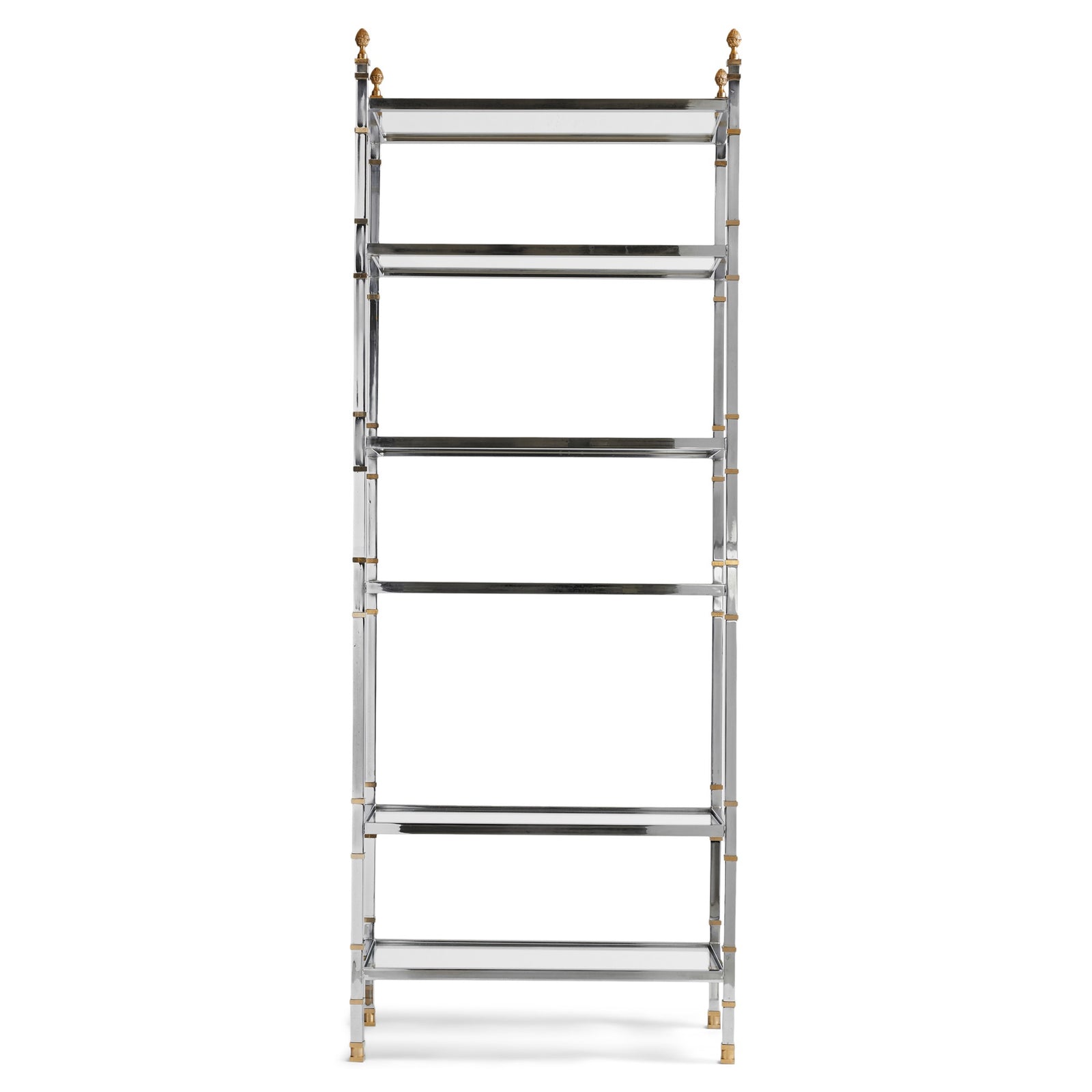 A Glamorous Chrome and Bronze Bookshelf /Étagère (pair available) from France, 1970s - WYETH